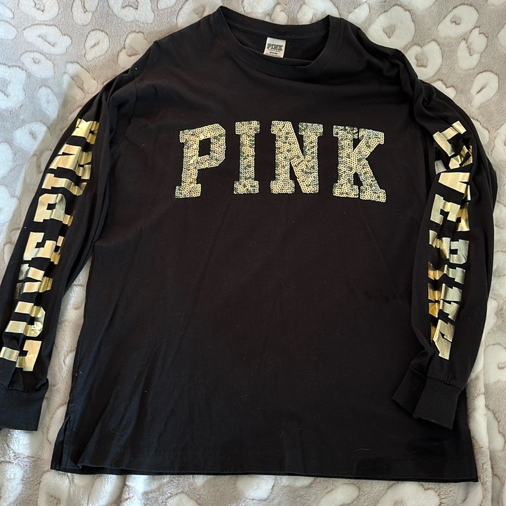 Victoria’s Secret pink long sleeve sequin shirt size medium